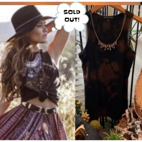 Boho Chic Tops - BOHO CHIC - Tie Dye Jeweled Collar tank top.